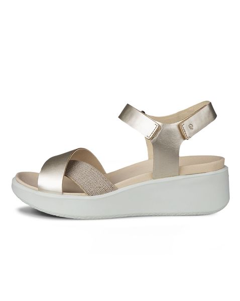 Sandale casual dama ECCO Flowt Wedge LX W (Yellow / Pure white gold)