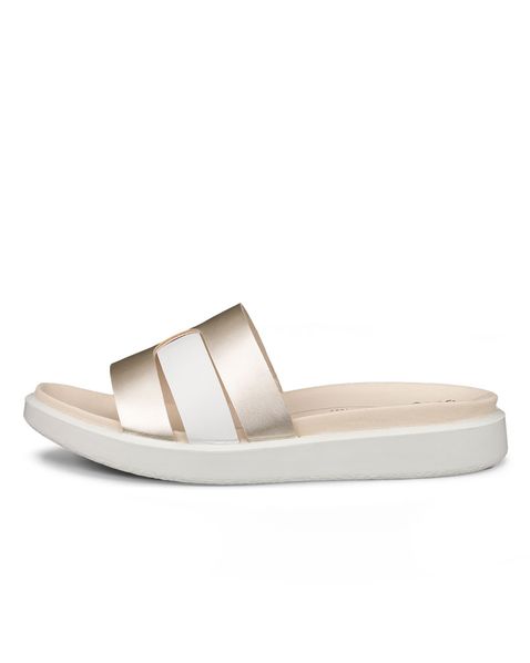Sandale casual dama ECCO Flowt Wedge LX W (White / Gold Metallic)